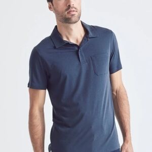 New DU/ER Men's Navy Dura-Soft Only Polo Shirt Pima Cotton Soft Slim Fit Sz S